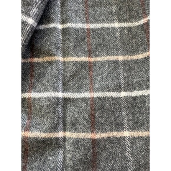 Kenneth Roberts 100% Cashmere Men's Grey Plaid Fringe Scarf - Picture 3 of 4